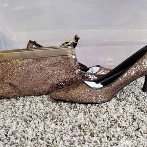 Bronze Shoes with matching purse